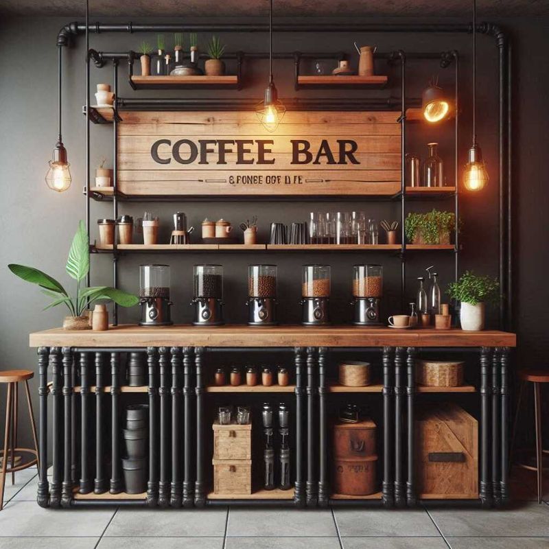Industrial Pipe Coffee Bar