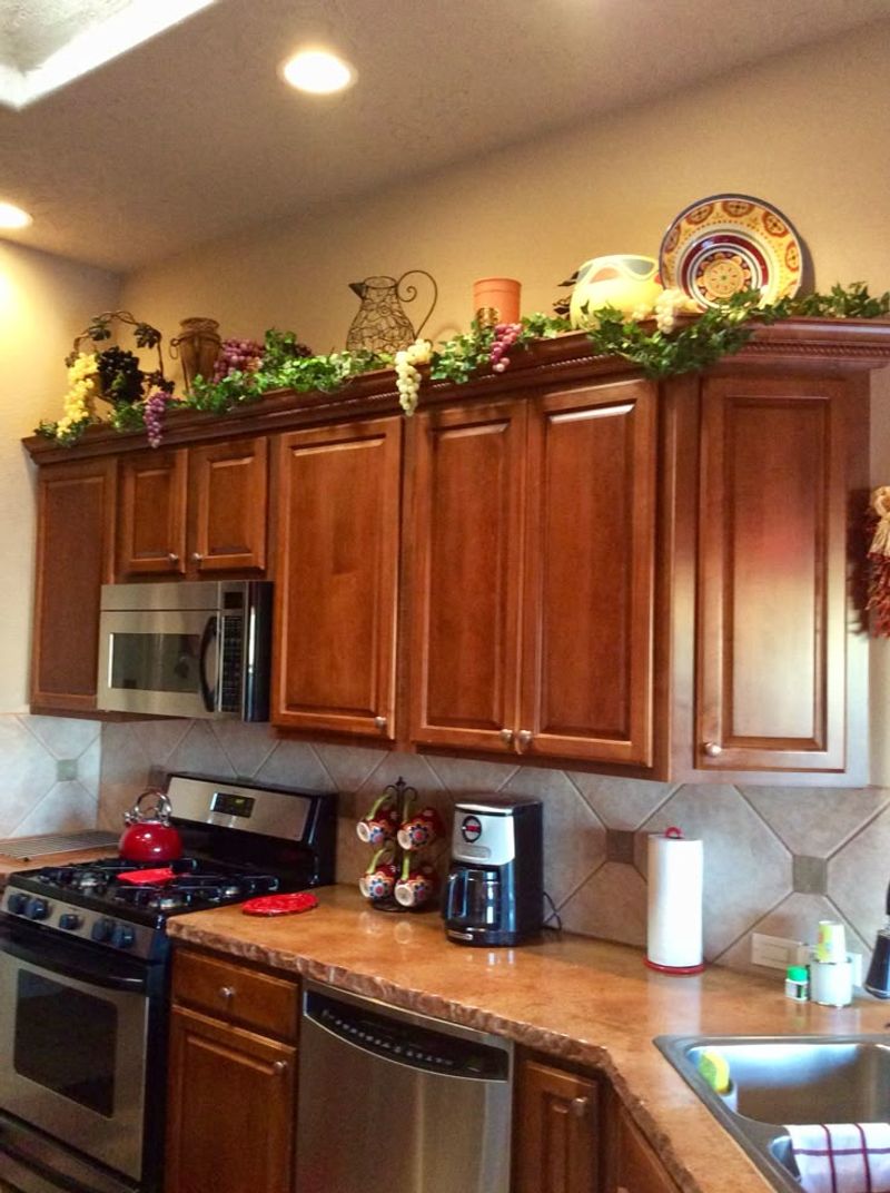 Faux Ivy Vines Above Cabinets