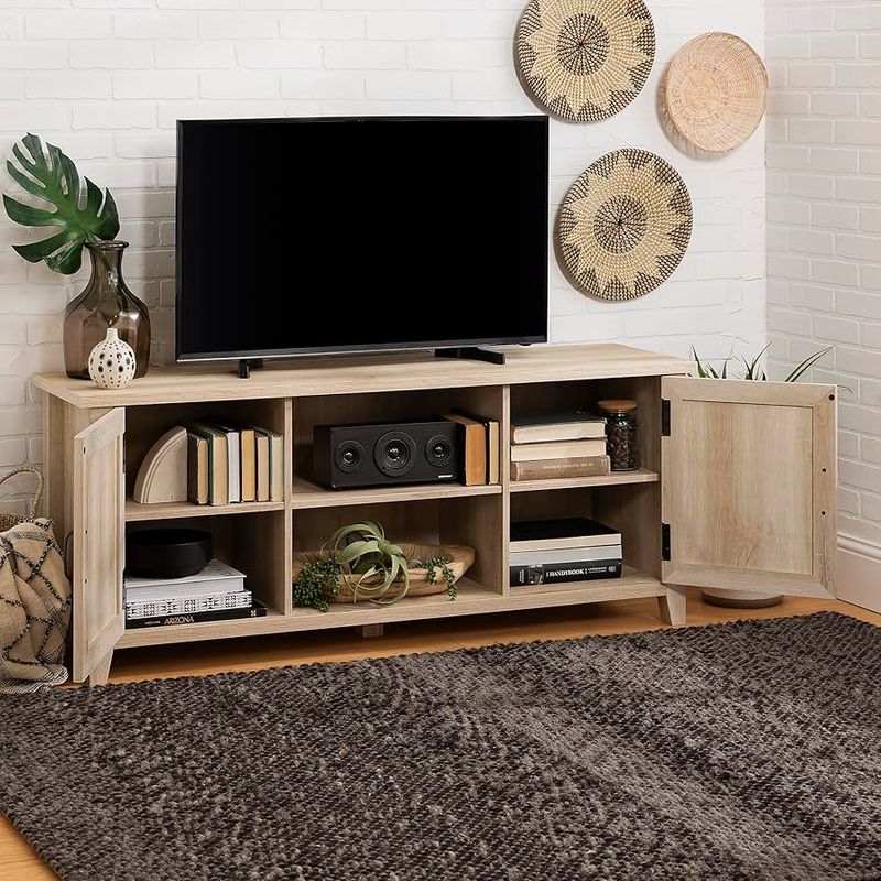 TV stands doubling as junk storage