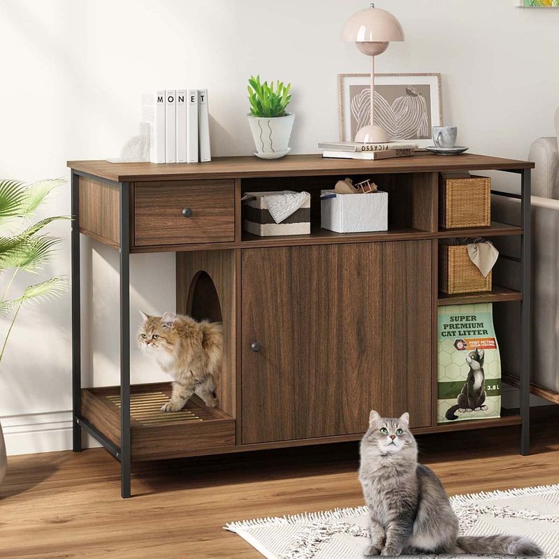 Custom cabinetry with hidden litter boxes