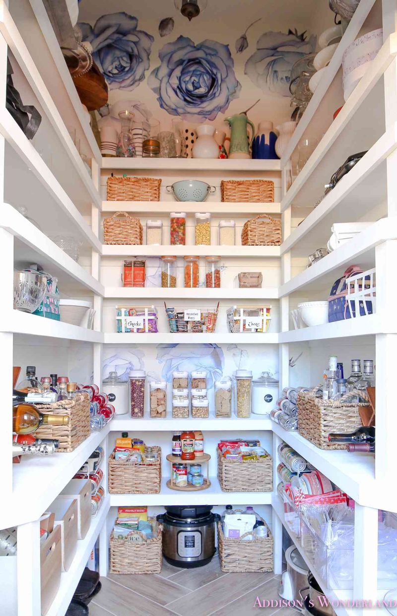 Store Dishes In A Kitchen Pantry On Dedicated Shelves