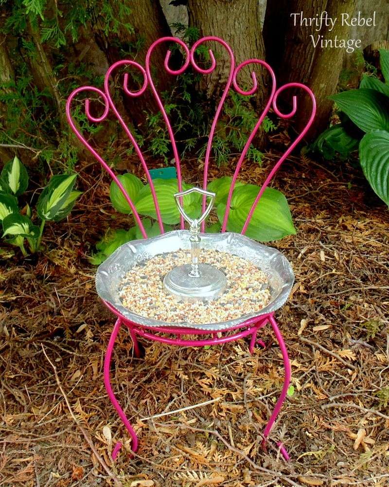 Build a Birdbath from a Chair Seat