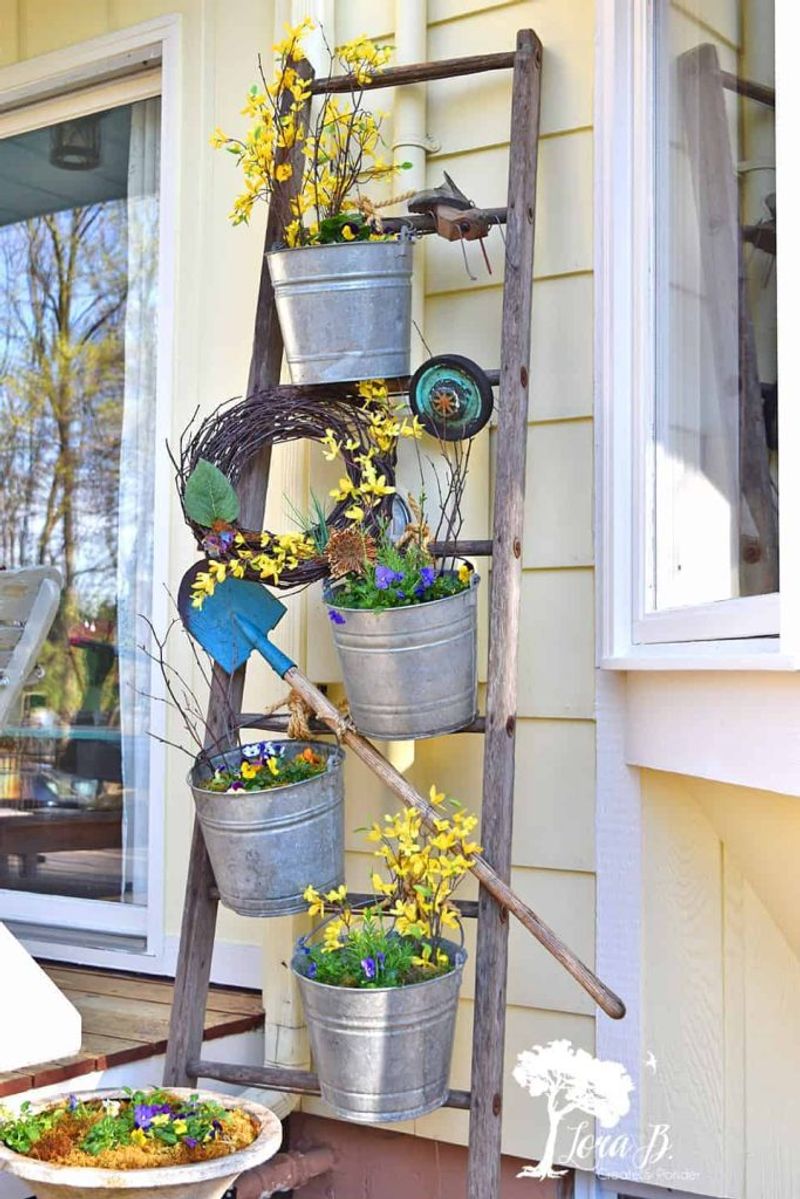 Old Wooden Ladders For Plant Displays