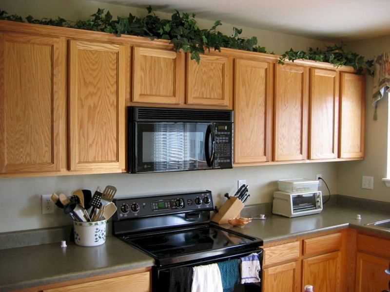 Fake Ivy Above Cabinets