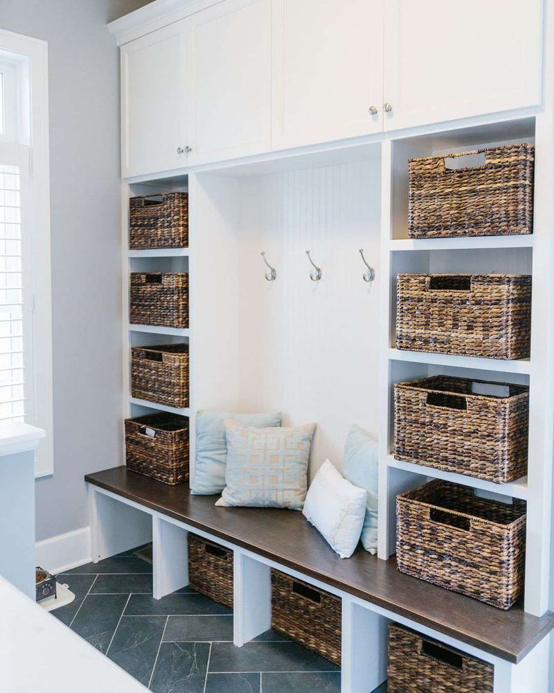 Open Shelving with Decorative Bins