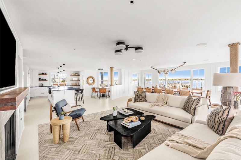 Vaulted Living Room with Exposed Beams