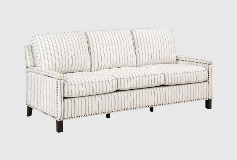 Pinstriped Gray Linen Sofa