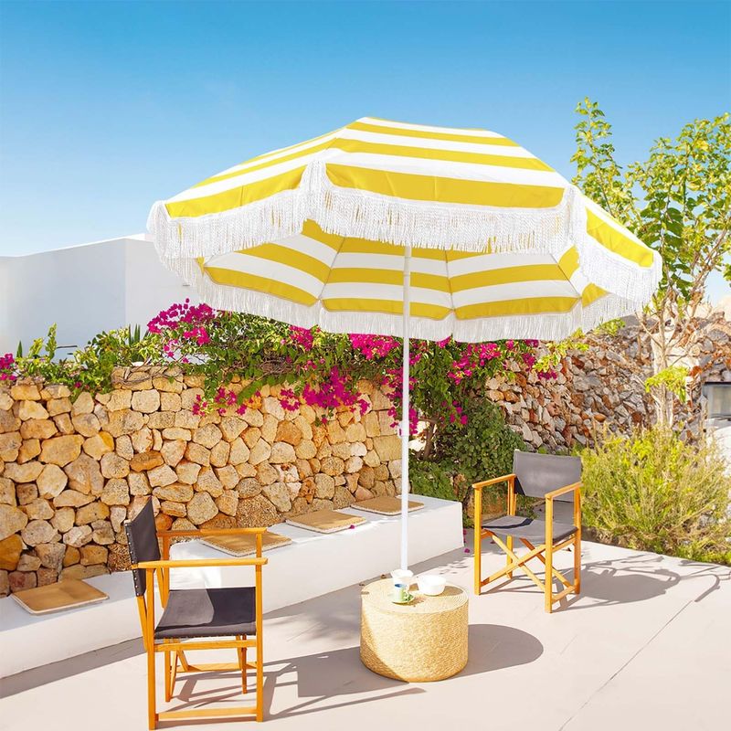 Colorful Striped Beach-Style Umbrella
