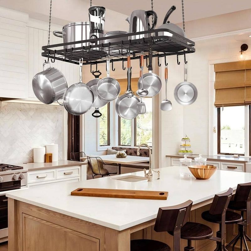 Ceiling-Mounted Pot Rack Shelf
