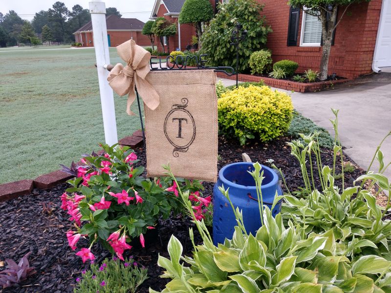 Faded Fabric Garden Flags With Holes