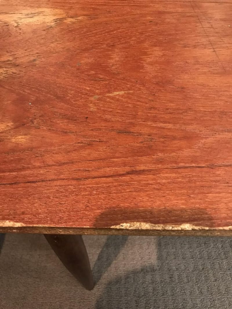Obvious Particle Board Showing Through