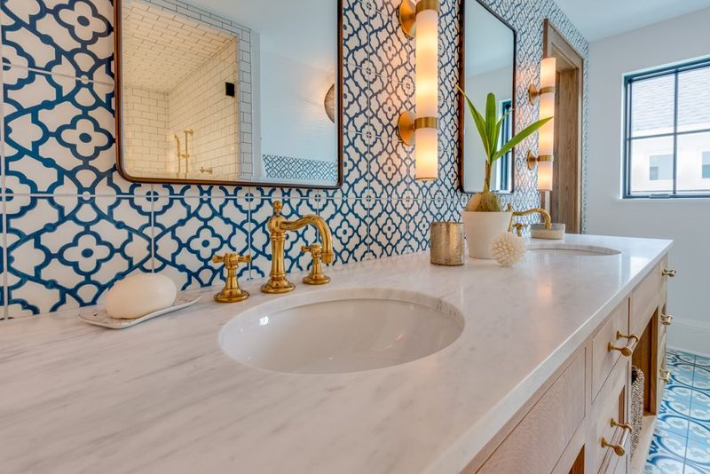 Accent Walls of Busy Patterned Tile