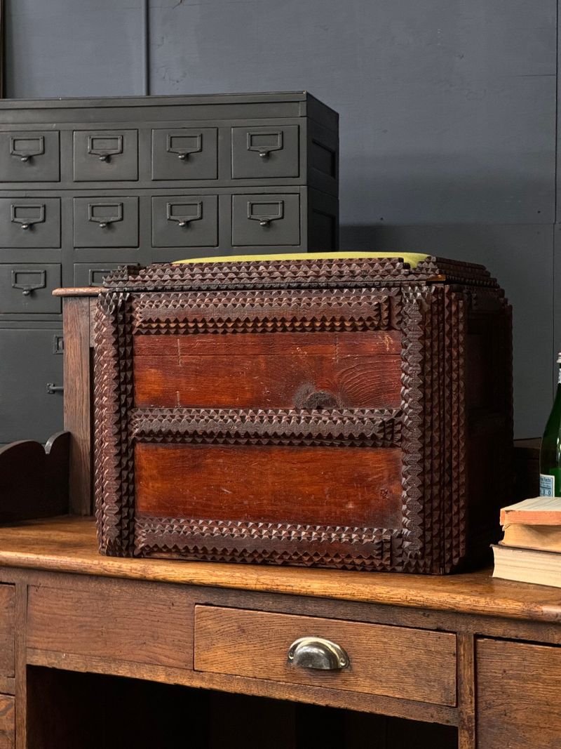 Antique Tramp Art Boxes and Frames