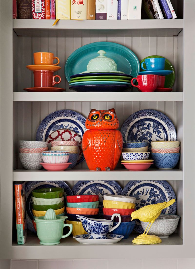 Open Shelving For Colorful Dishes
