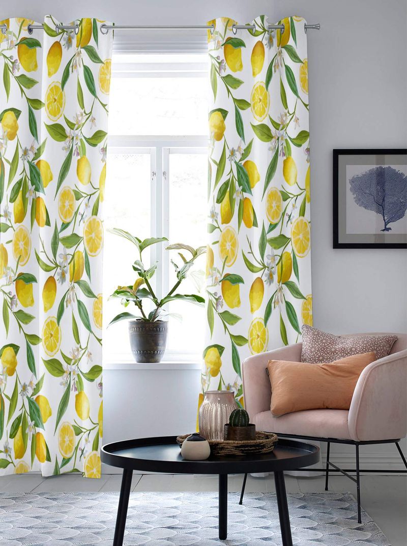 Lemon-Print Curtains That Brighten the Room