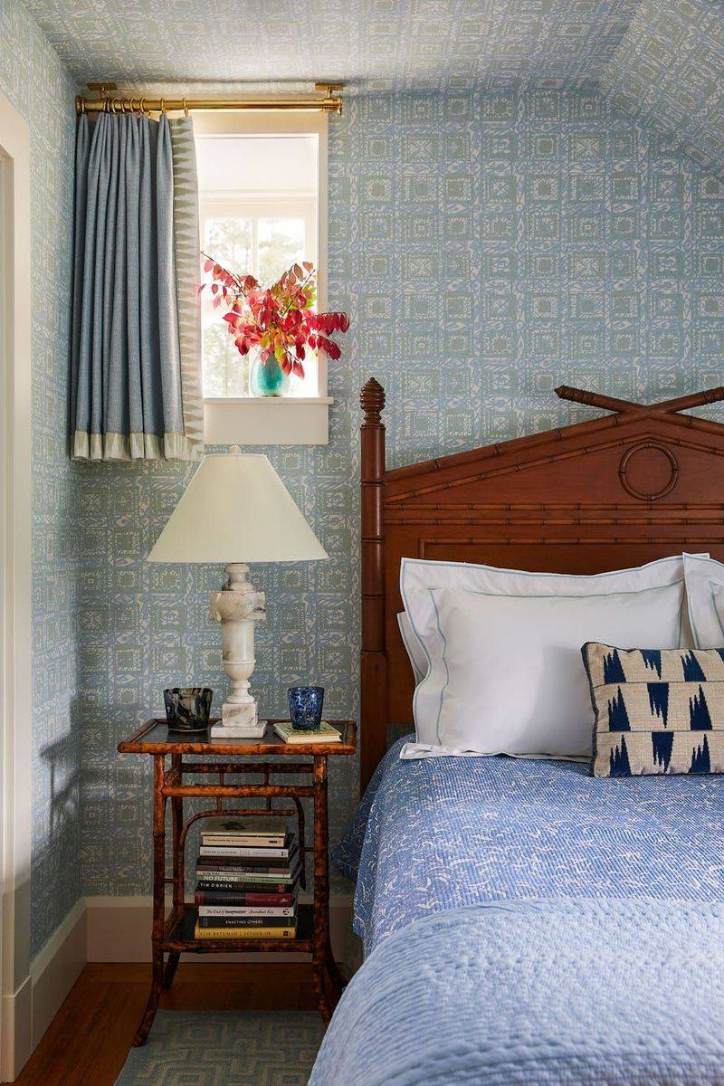 A Cozy Blue Bedroom With Classic Charm