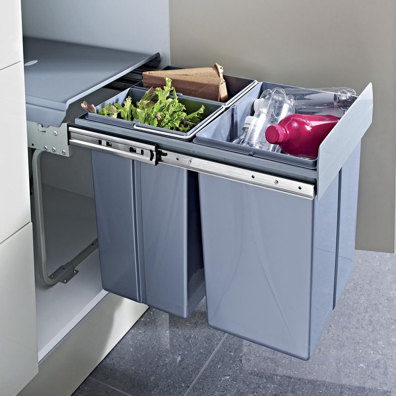 Integrated trash and recycling bins