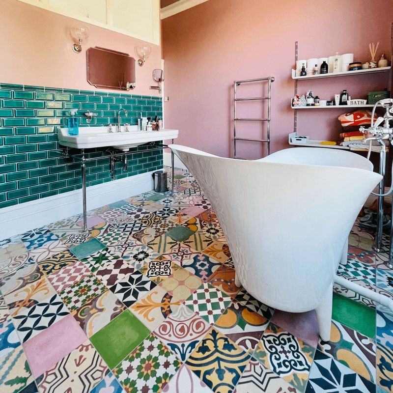Install Colorful Floor Tiles