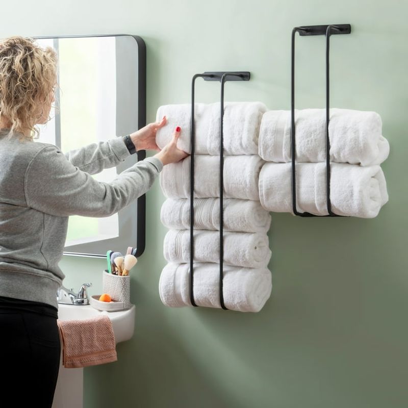 Clunky, oversized towel racks