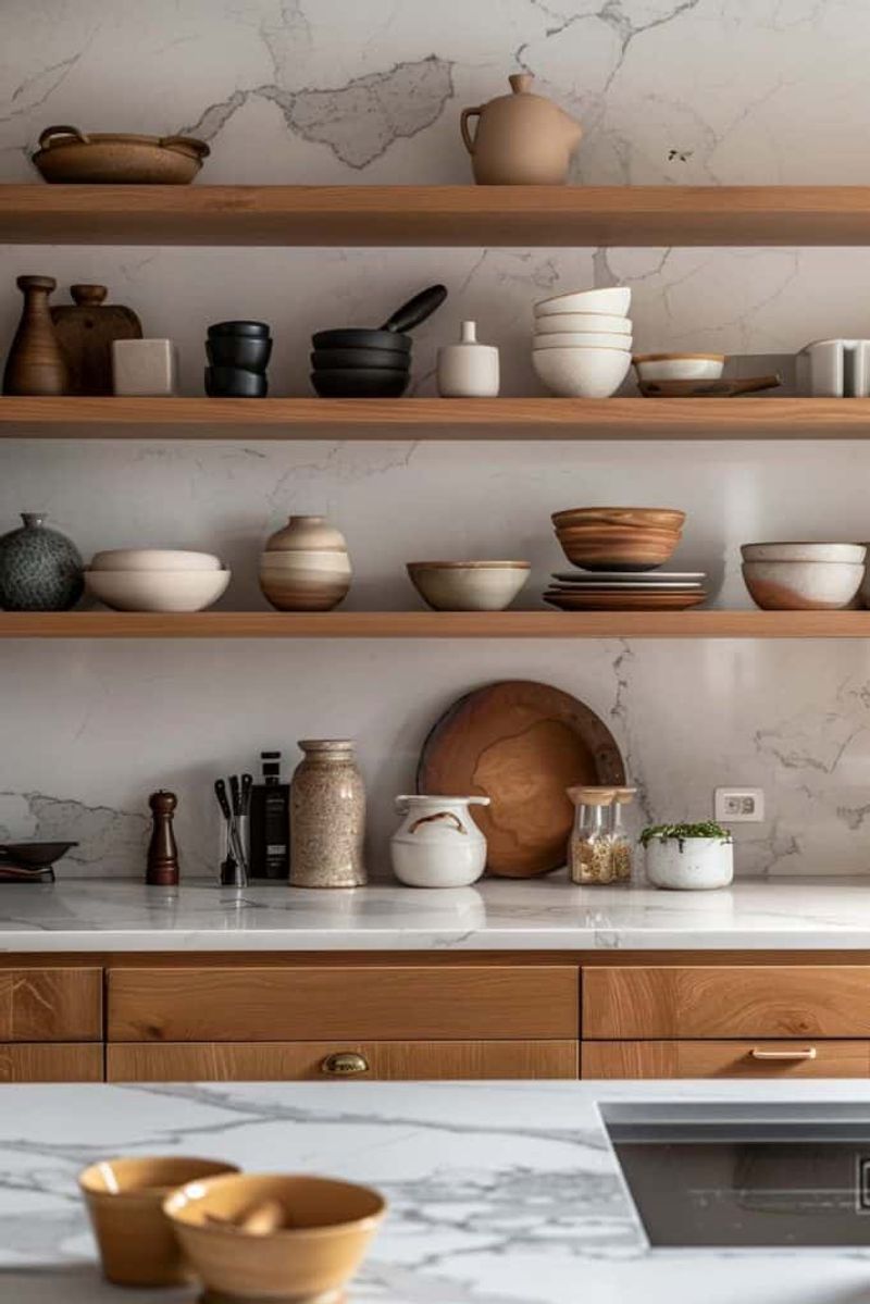 Open Shelving Balanced with Luxe Materials