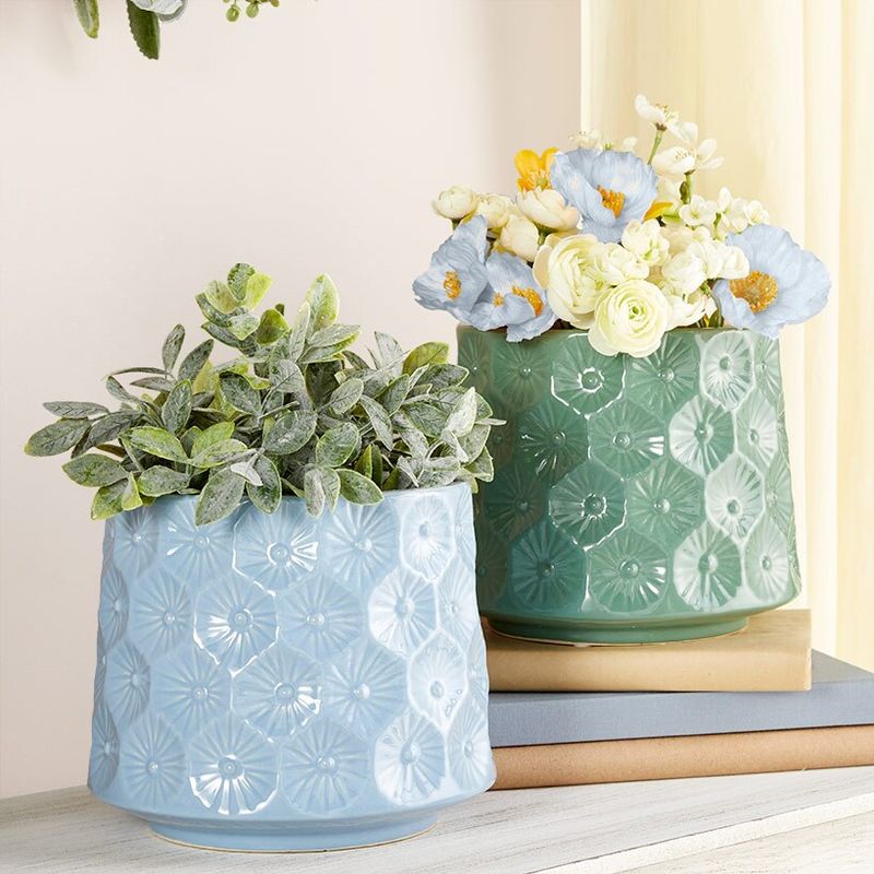 Scalloped Slate and Sapphire Planters