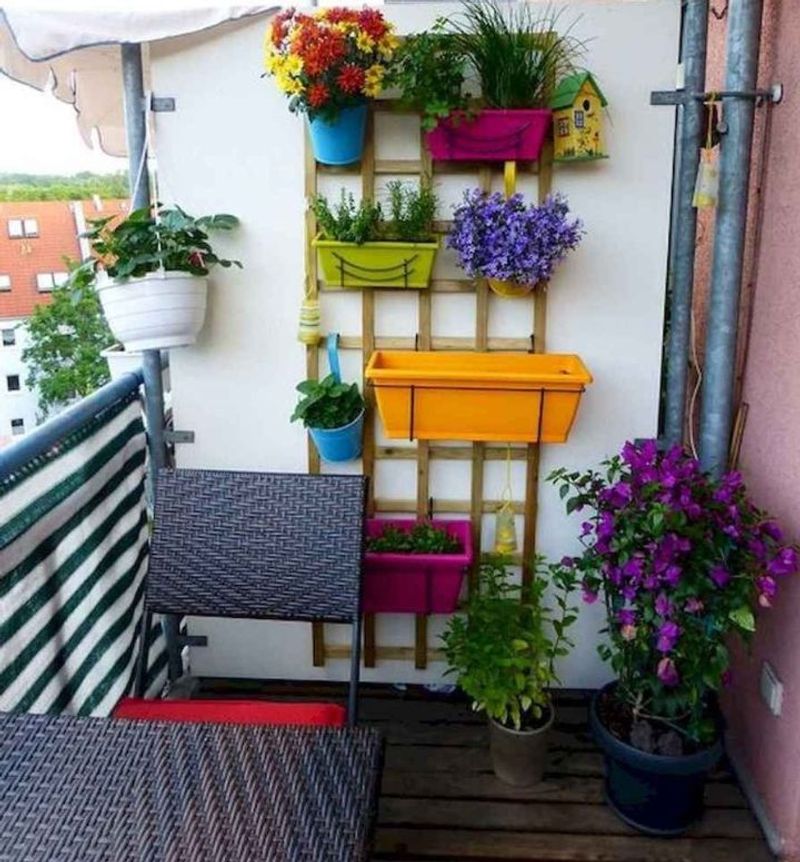Bold Geometric Planters by a Window Ledge