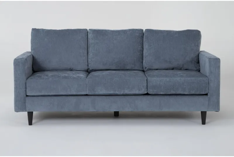 Denim-Upholstered Couch