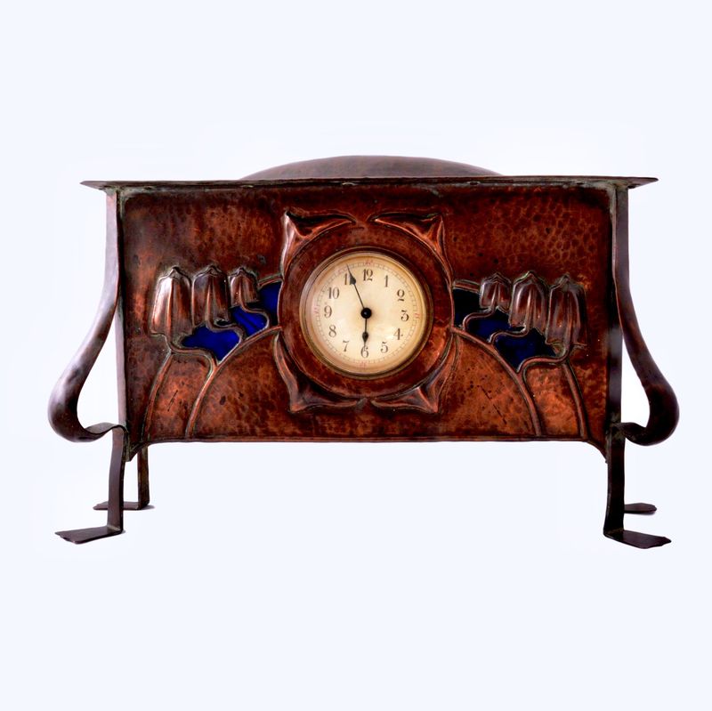 Art Nouveau Copper and Enamel Clock