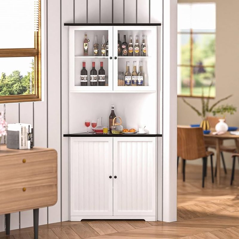 Two-Tone Hutch with Natural Wood Top and Painted Base