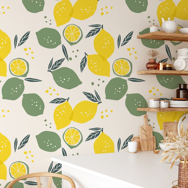 Lemon-Print Wallpaper on an Accent Wall or Pantry