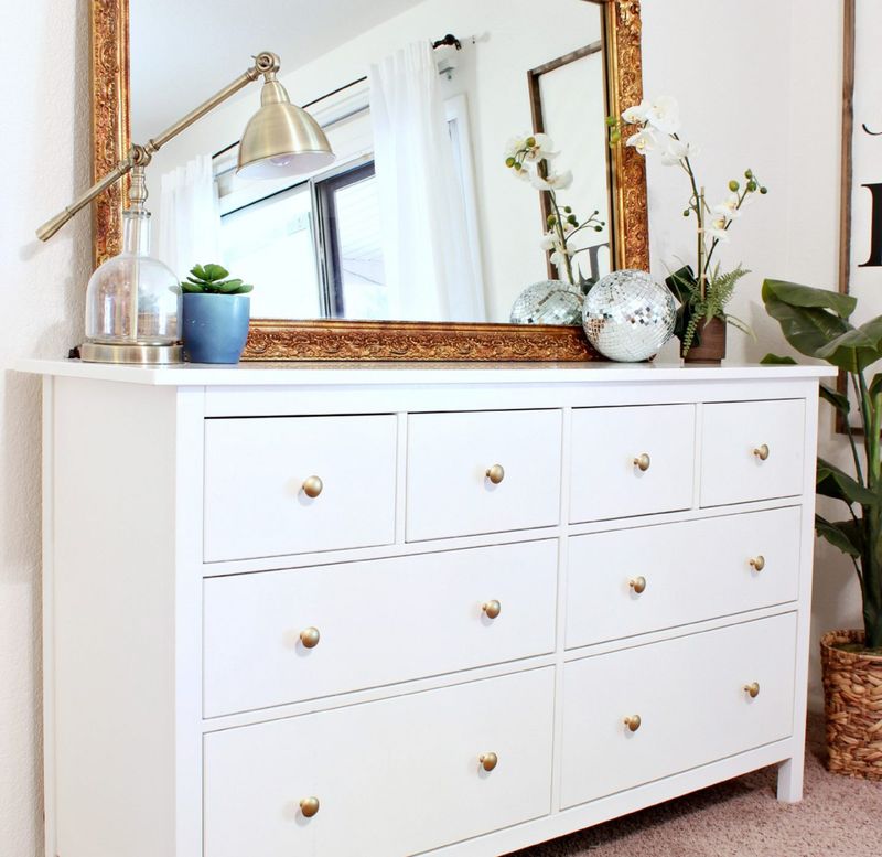 White Dresser with Blue Knobs