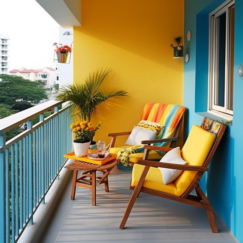 Navy and Mustard Combo on a Tiny Terrace
