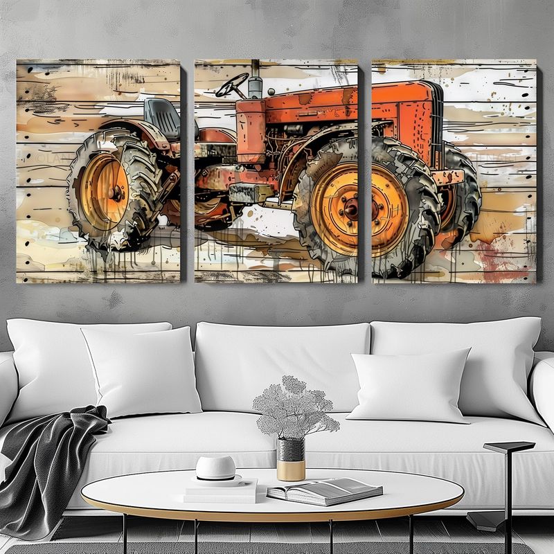 Oversized Antique Tractors as Decor