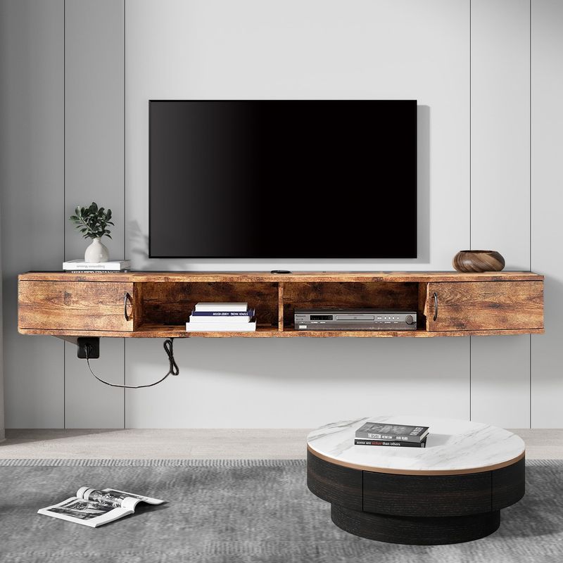 Floating shelf with cable slots