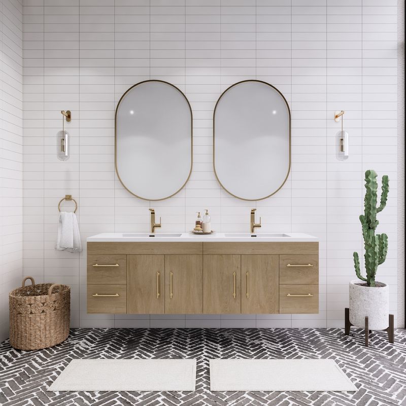 Floating Vanity Replaces Floor-Standing Cabinet