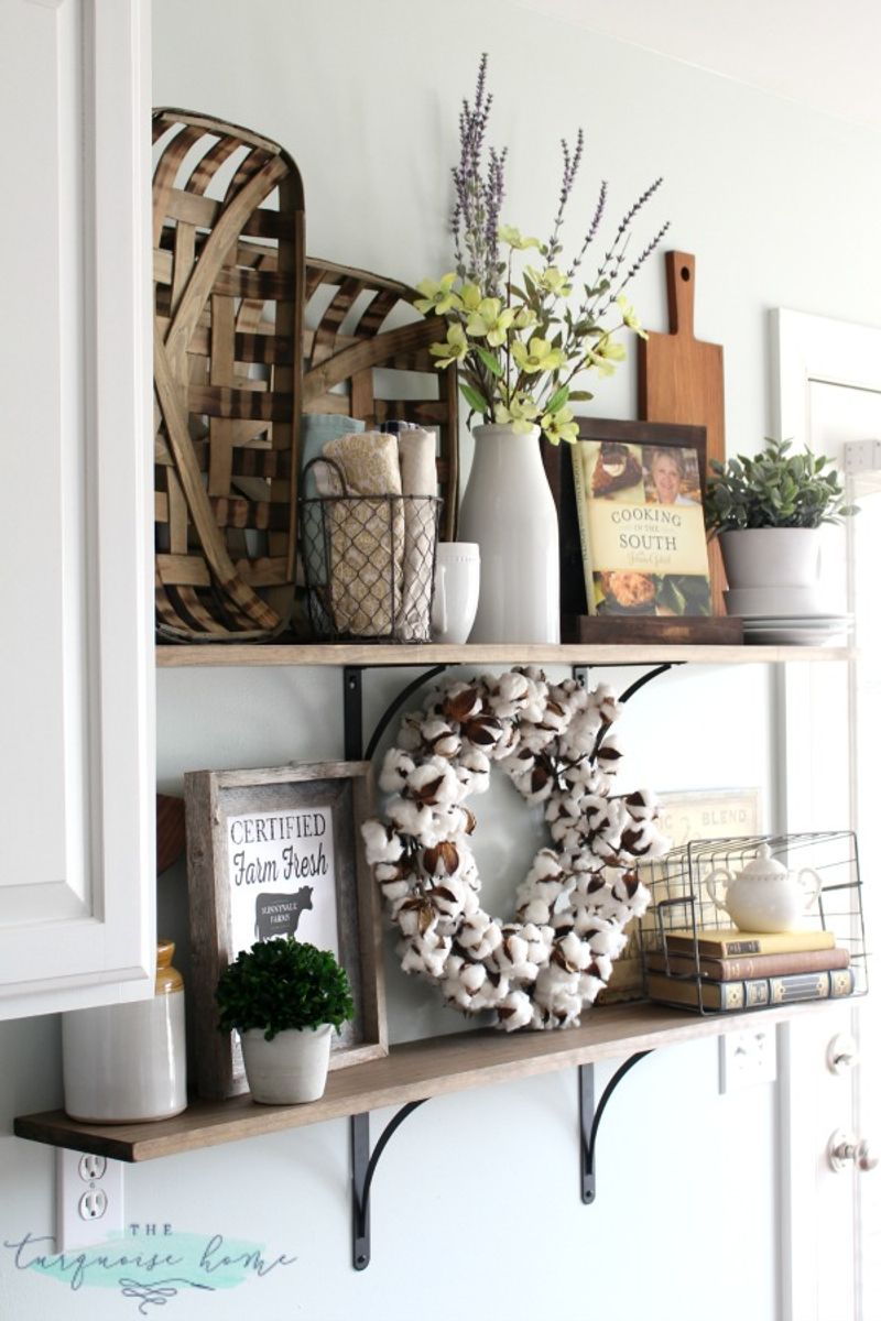 Open Shelving with Rustic Baskets