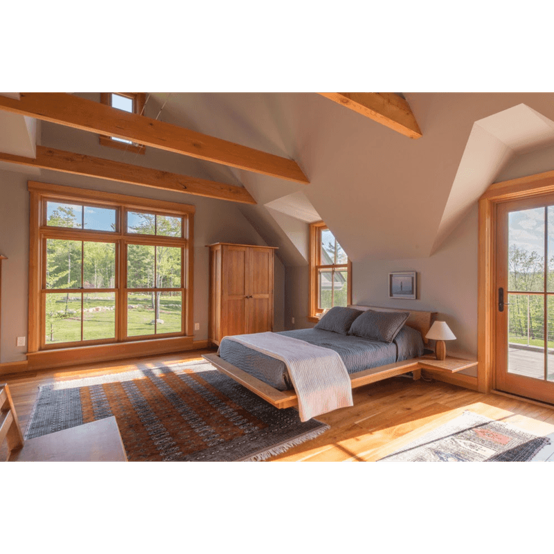 Warm Wood Trim Next to Floor-to-Ceiling Windows