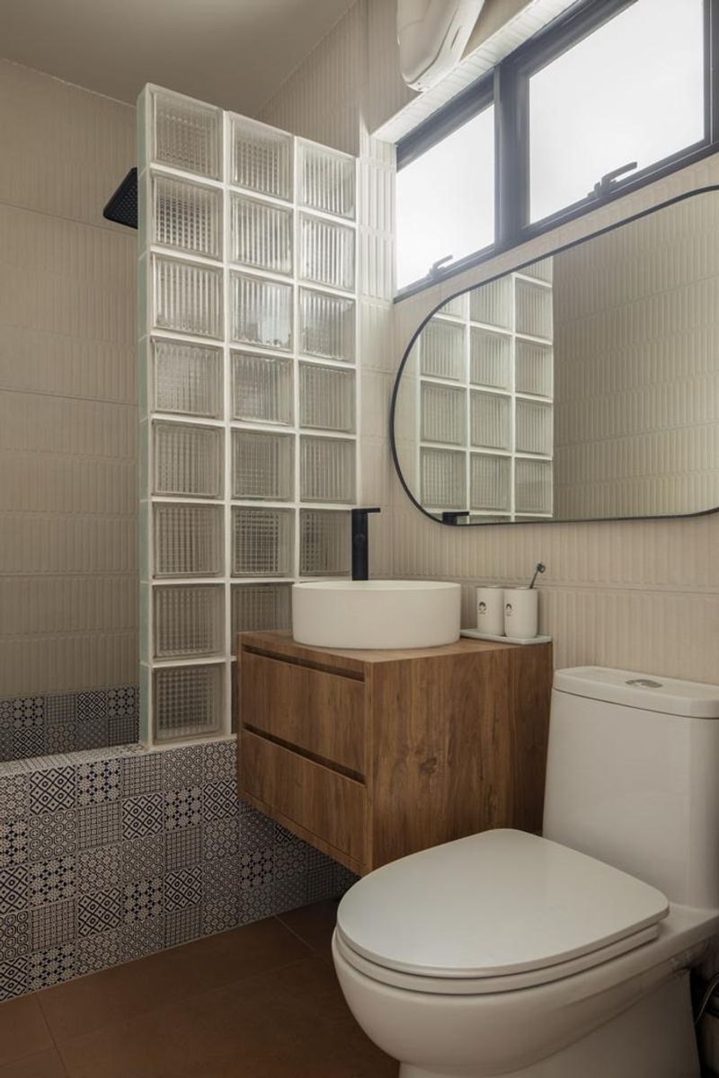 Glass Block Half-Walls for Privacy