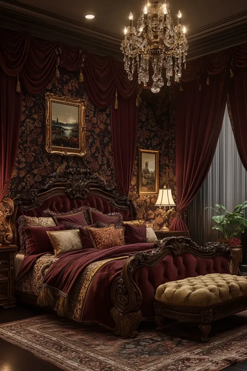 Burgundy and Gold Bedding