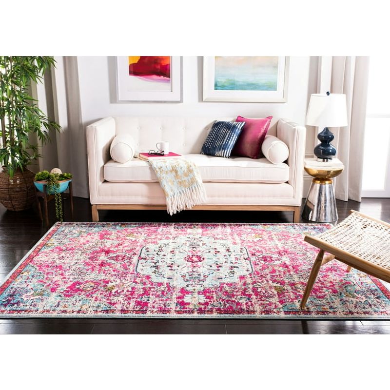 Layered Rugs in Warm Pink and Purple