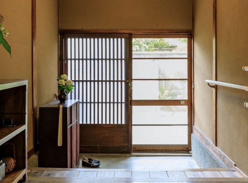 Japanese Genkan-Inspired Vestibule with Shoe Cabinet