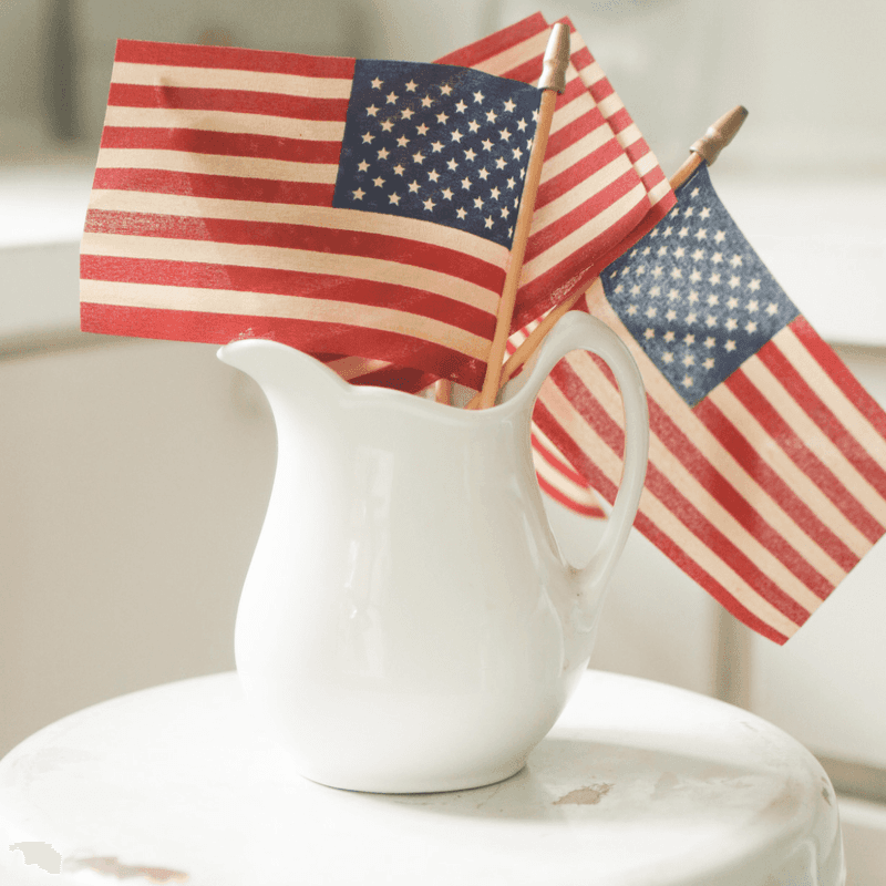 Small Tabletop Flags in Ceramic Pitchers