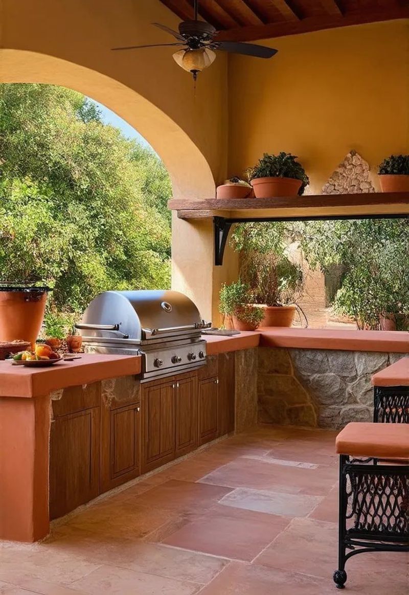 Tiled Backsplash and Counter for a Mediterranean Feel