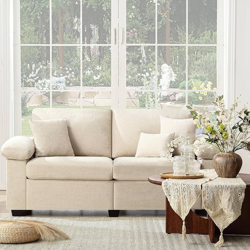 Overstuffed Beige Microfiber