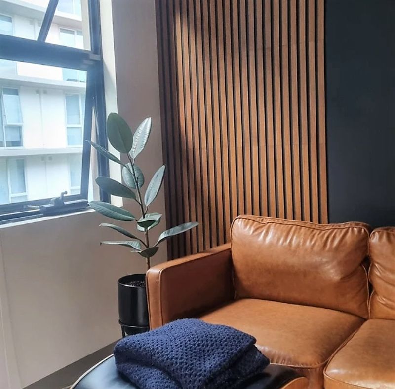 Place Next to a Wood Slatted Accent Wall