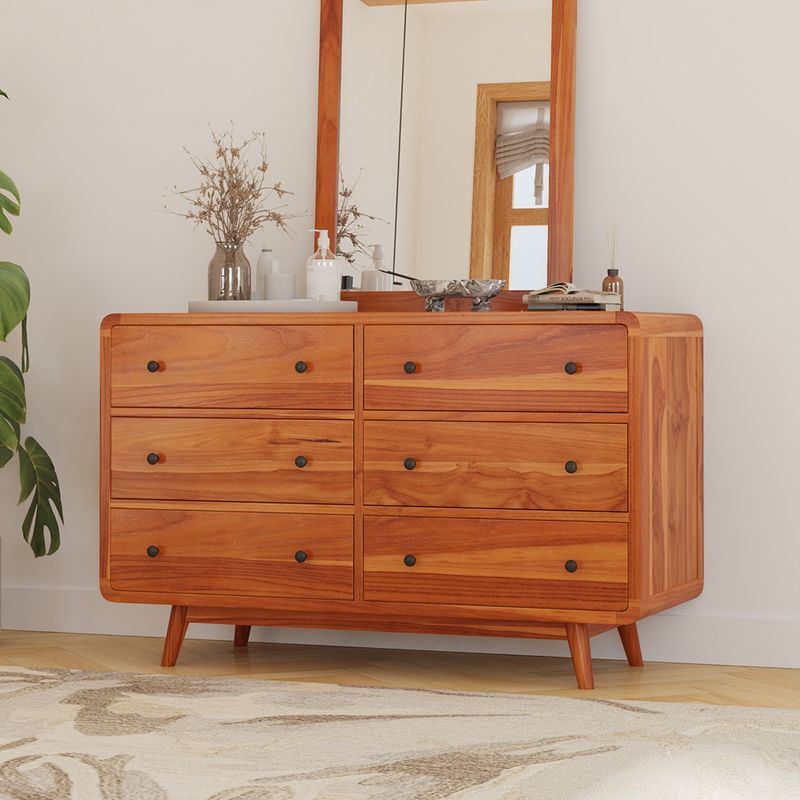 Teak Dresser With Sculpted Pulls