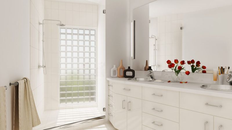 Glass Block Vanity Backsplashes
