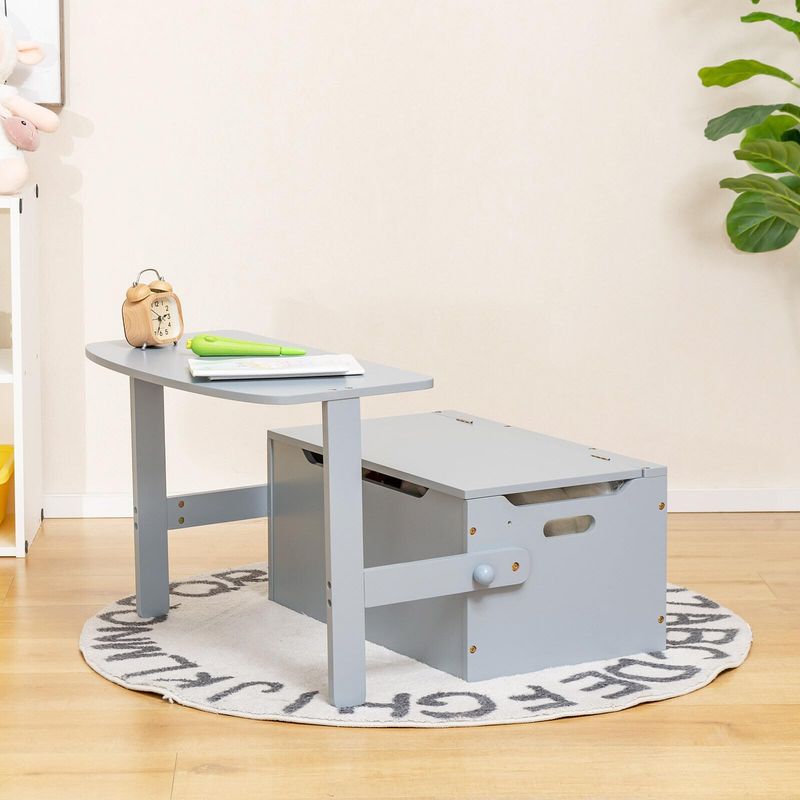 Dual-purpose desks with seating storage