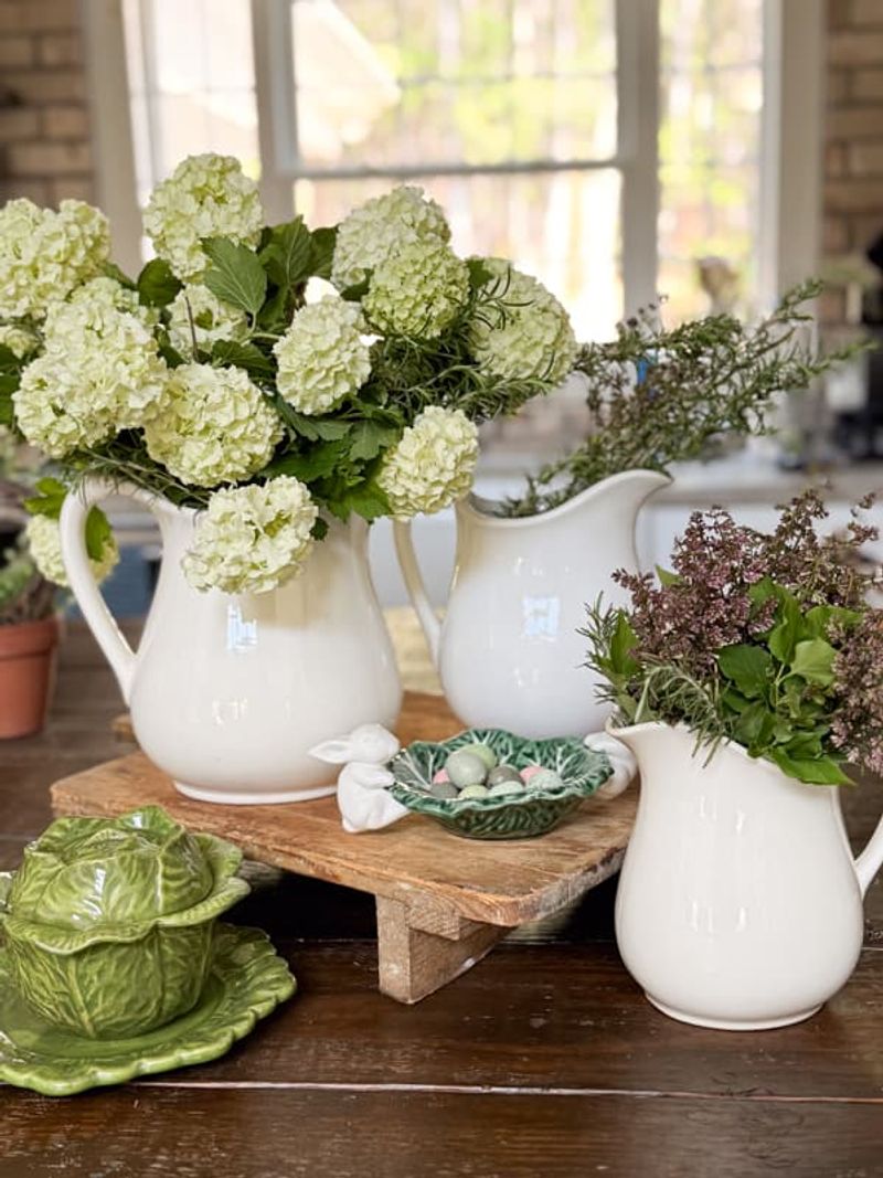 Fresh Herbs In Vintage Kitchenware