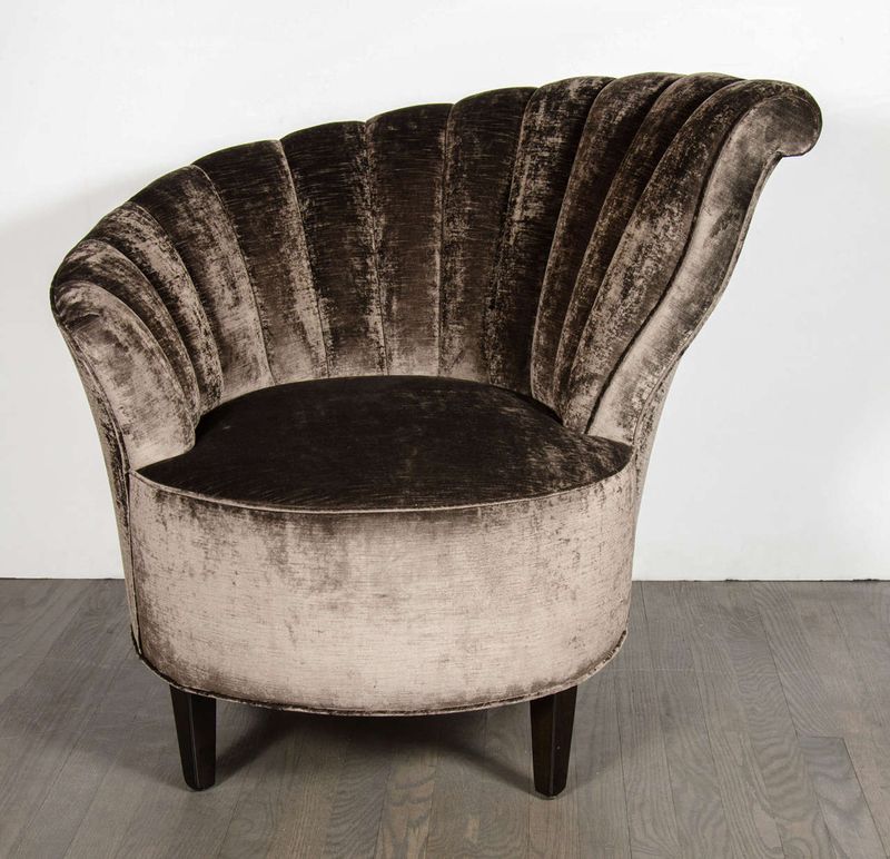 Fan-Back Lounge Chair in Rich Upholstery